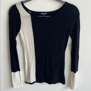 Express Black and White Color Block Sweater